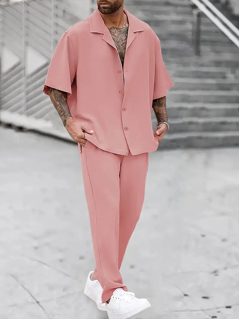 Herren Hemd und Hose Zweiteiliges Set – Lässiges und Bequemes Outfit für den Alltag