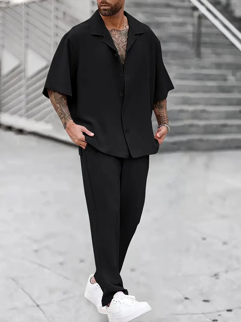 Herren Hemd und Hose Zweiteiliges Set – Lässiges und Bequemes Outfit für den Alltag