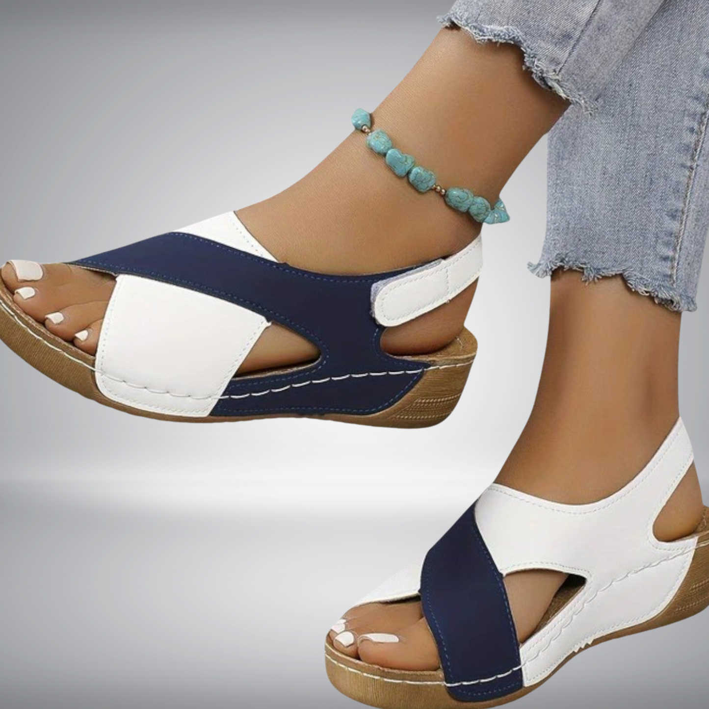 Atmungsaktive Sommerschuhe mit offener Zehenpartie und Polsterung | Blau