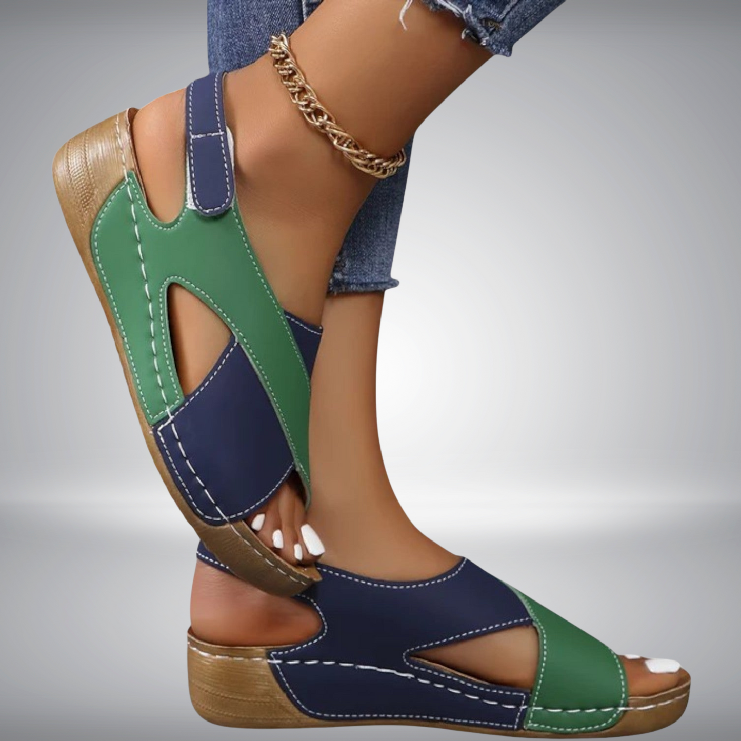 Atmungsaktive Sommerschuhe mit offener Zehenpartie und Polsterung | Grun