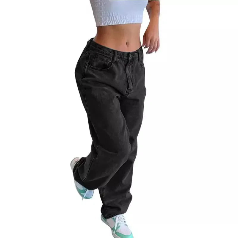 Baggy Jeans Damen | Mittlere Taille Retro-Look | Lässig 1