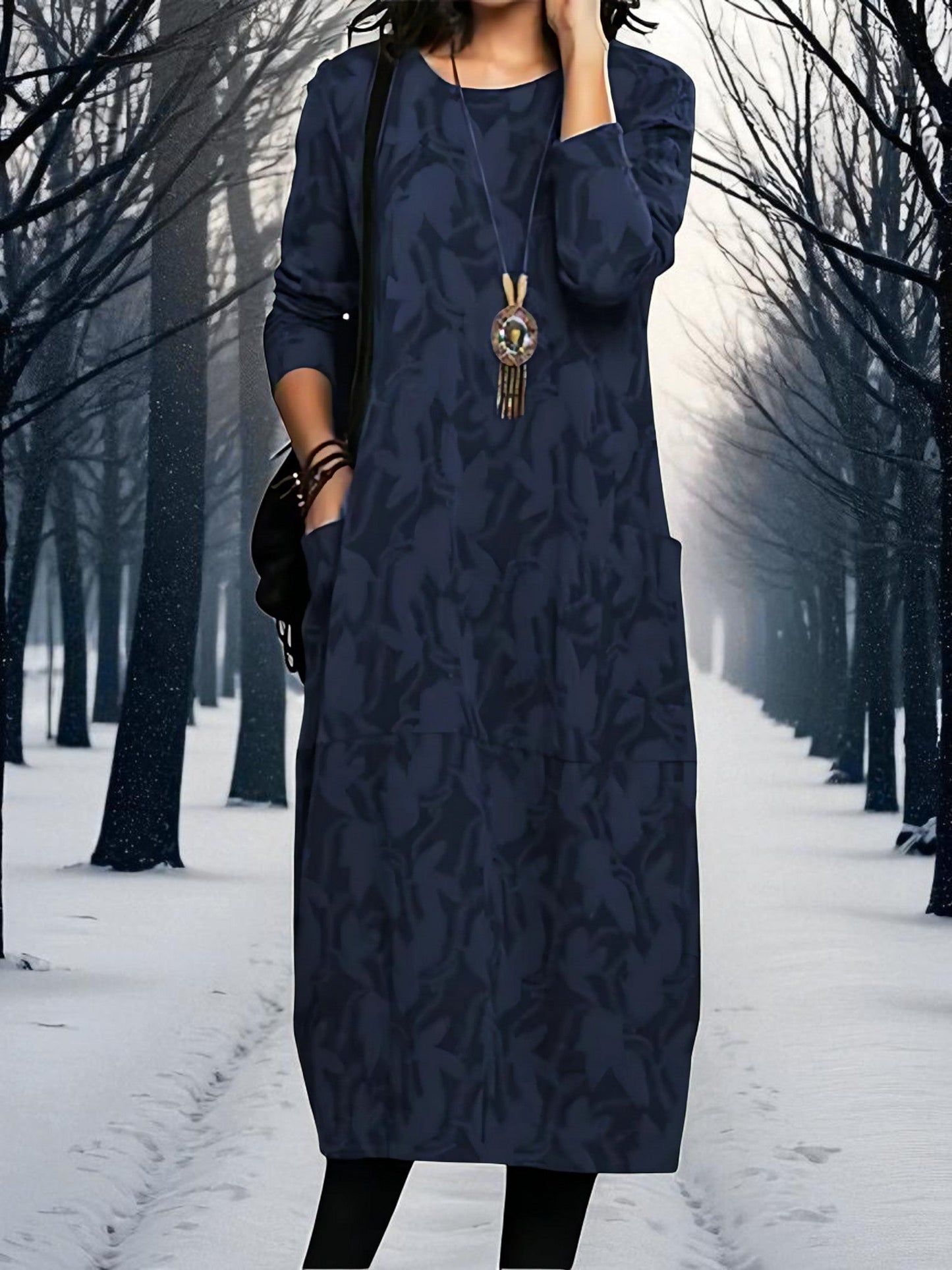 Bedrucktes Maxikleid | Rundhals 2