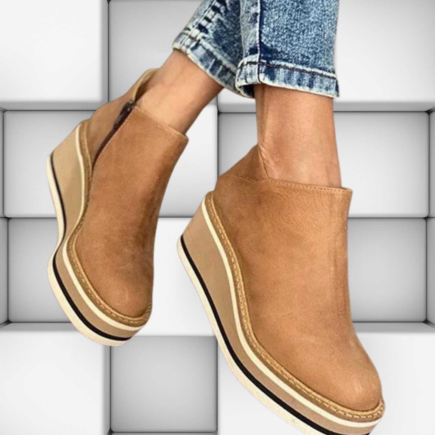 Bequeme Wedge-Stiefeletten – hochwertig, modisch und alltagstauglich | Khaki