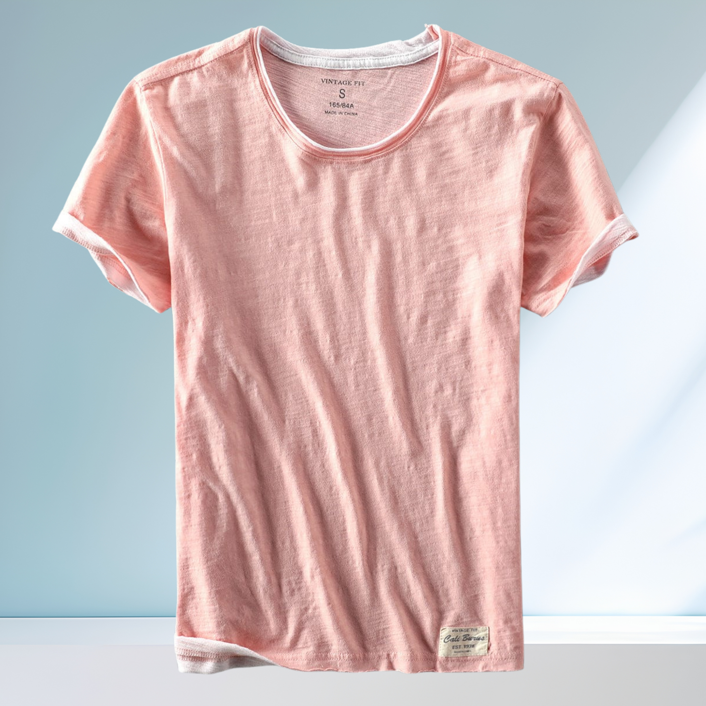 Bequemes Herren T-Shirt – Kurzarm aus Atmungsaktiver Baumwolle | Pfirsich