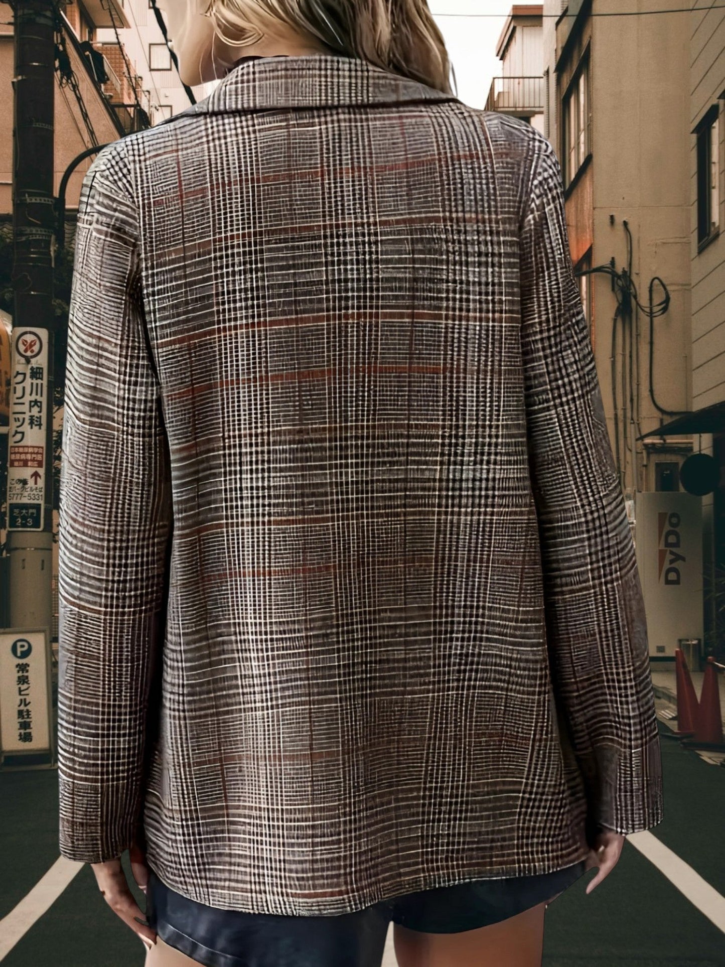 Blazer mit Reverskragen | Kariert Grau 2