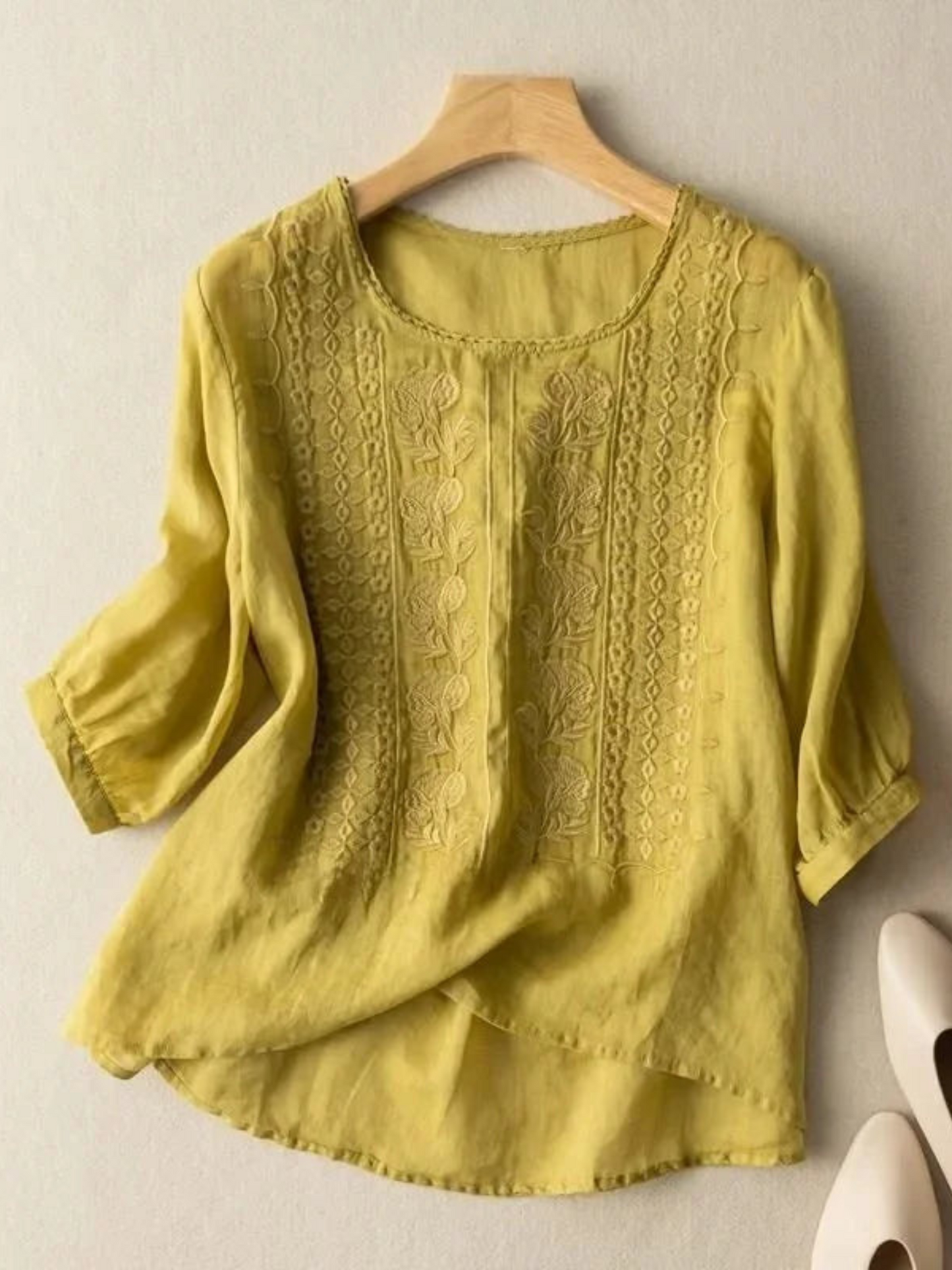 Bluse, bestickt, 3/4-Ärmel | schmeichelhafte Passform 0