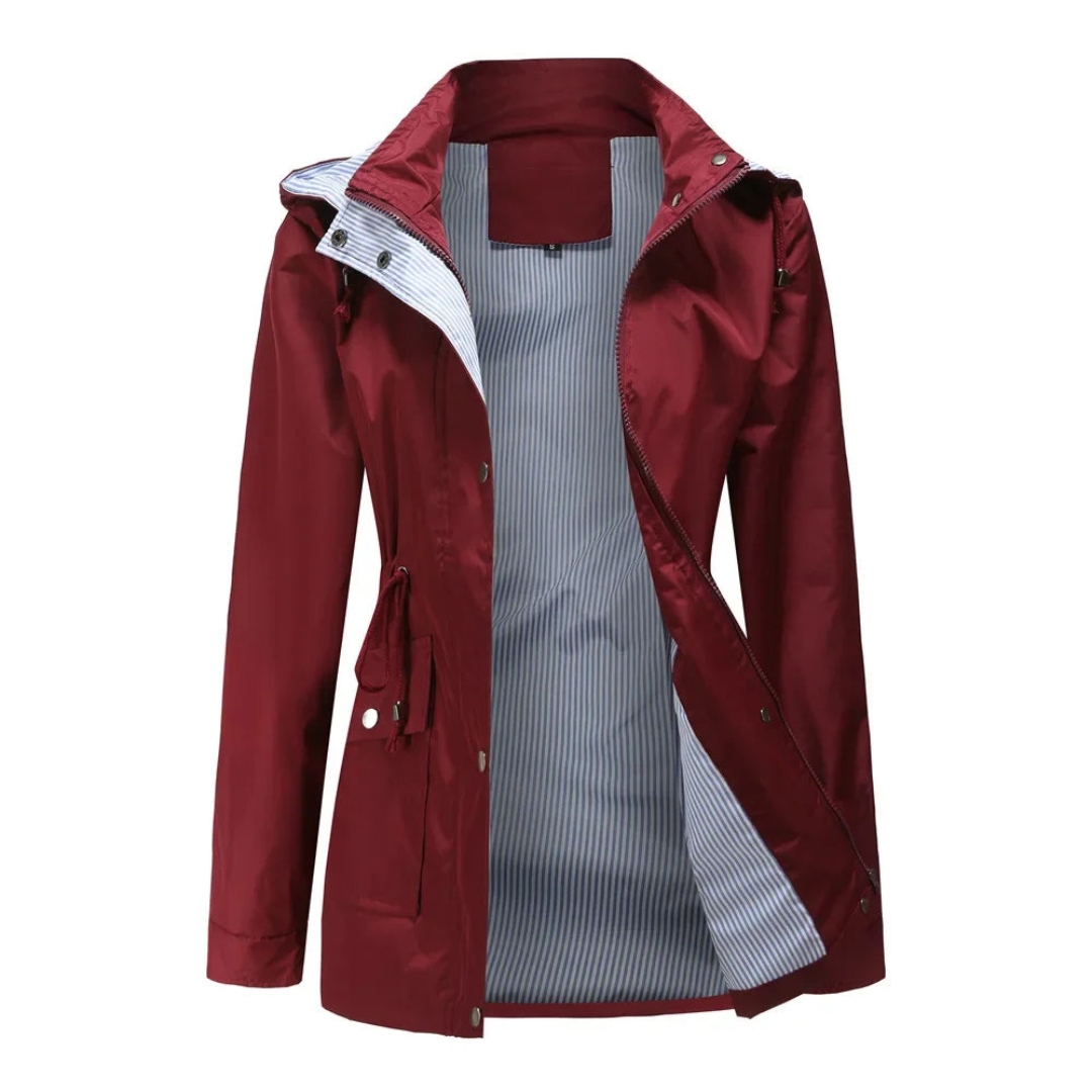 Damen Trenchcoat Wasserabweisend Mit Abnehmbarer Kapuze | Langer Schnitt 2