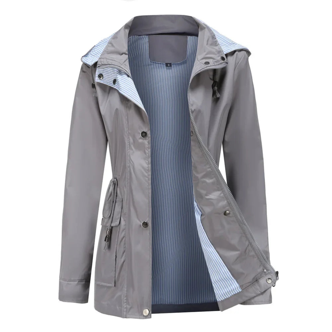 Damen Trenchcoat Wasserabweisend Mit Abnehmbarer Kapuze | Langer Schnitt 3