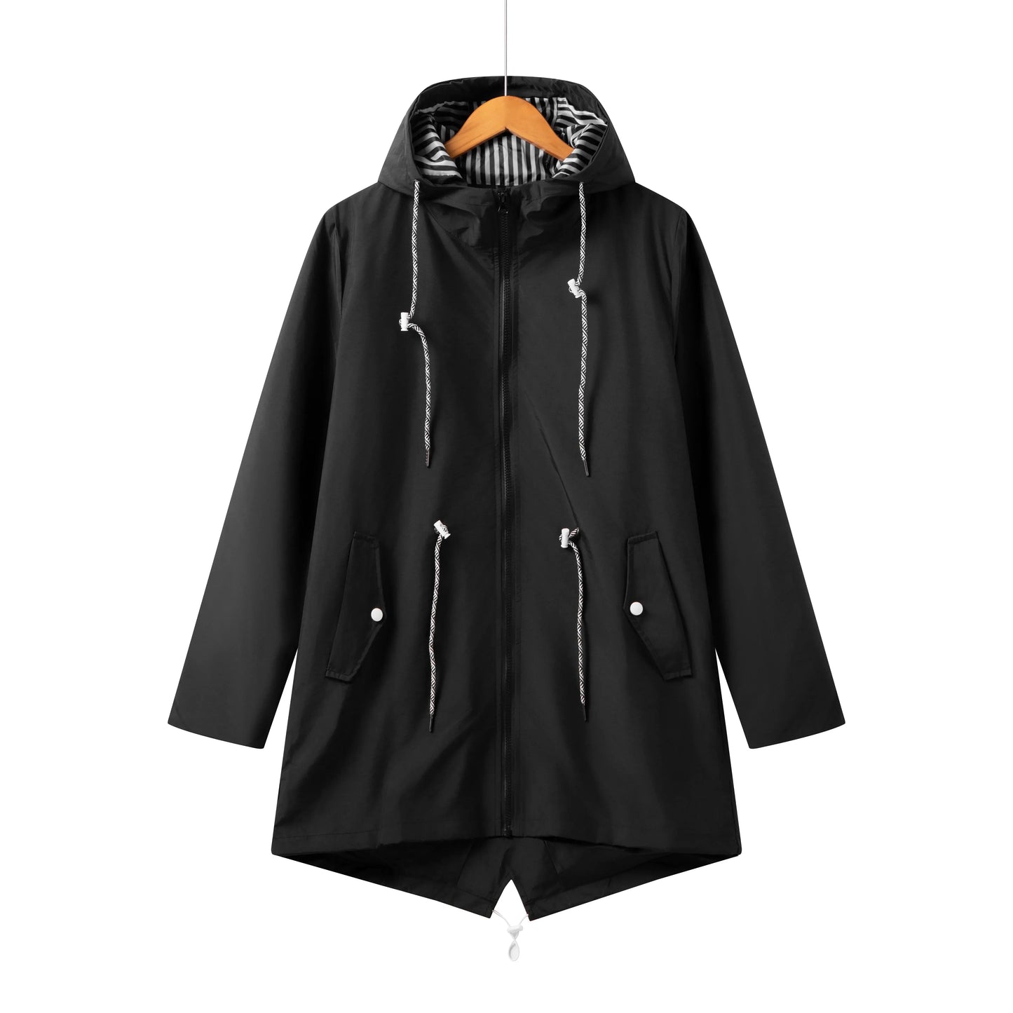 Damen Trenchcoat Wasserabweisend Mit Kapuze | Lang 1