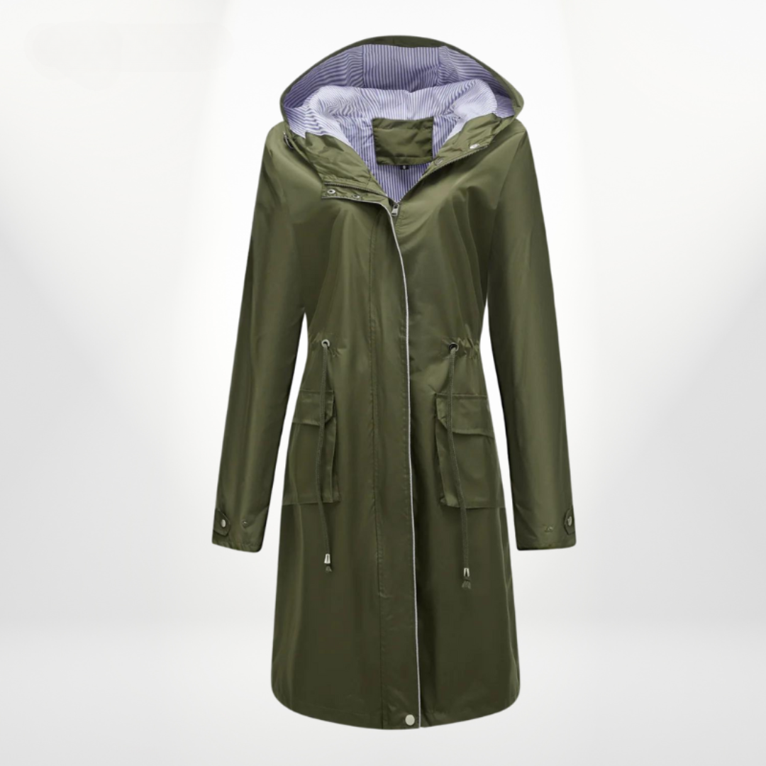 Damen Trenchcoat Wasserfest Mit Kapuze | Über-Knie-Länge 1