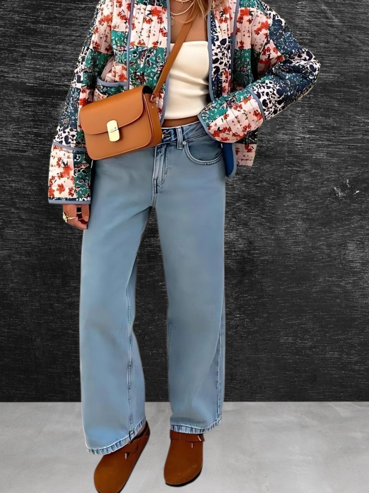 Damen Vintage Patchworkjacke mit langen Ärmeln für die Freizeit 4