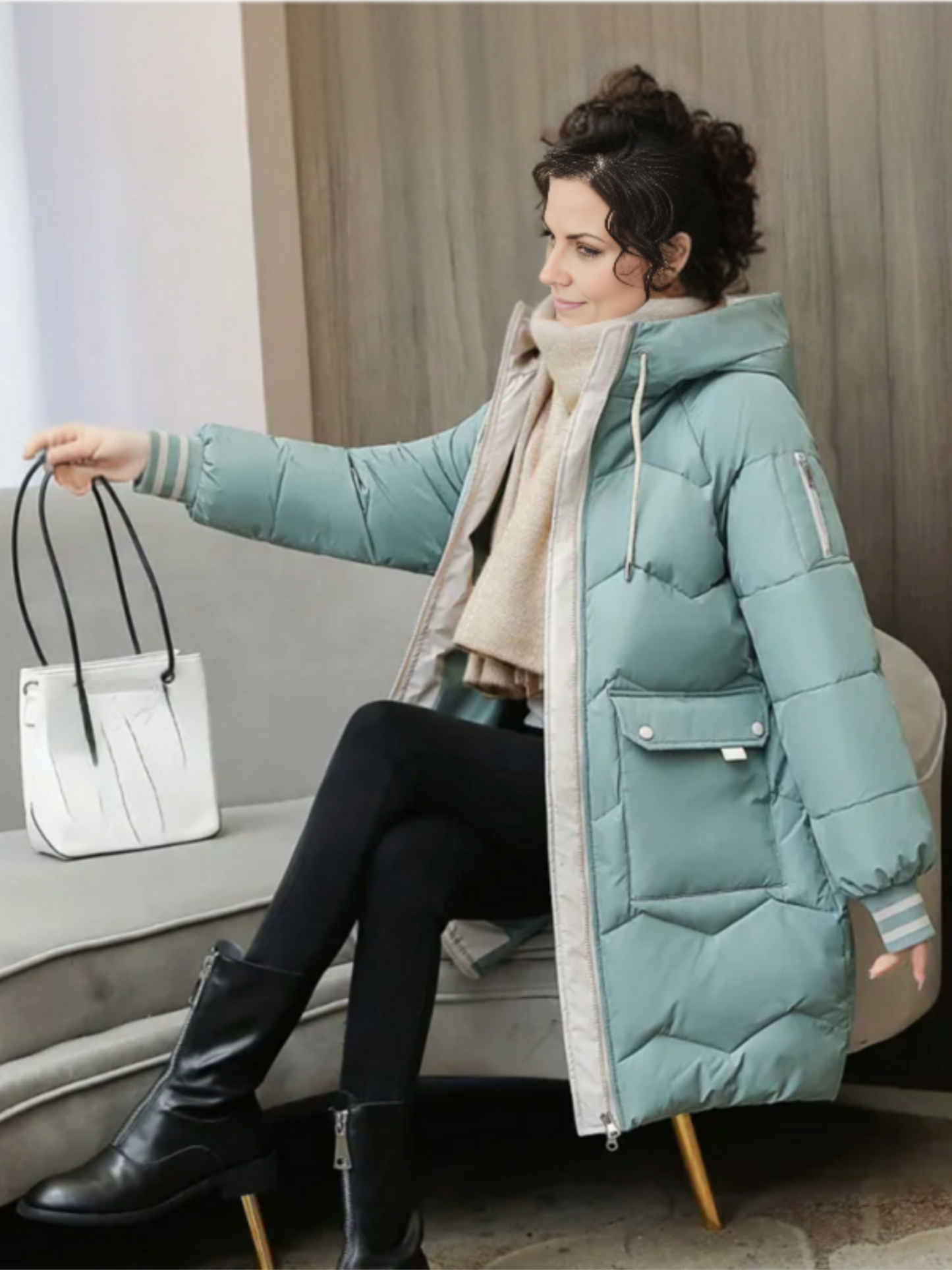 Damen Winterparka | Lang, mit Kapuze 2