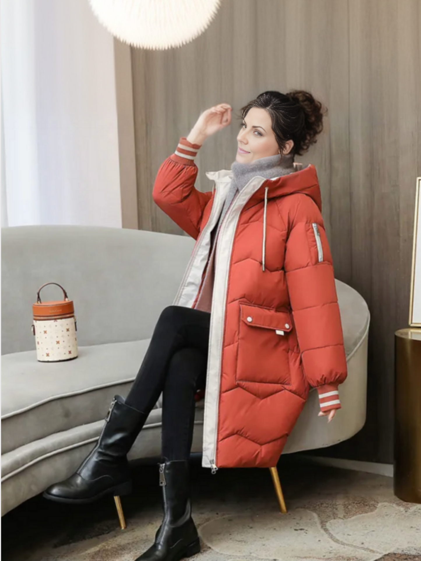 Damen Winterparka | Lang, mit Kapuze 3