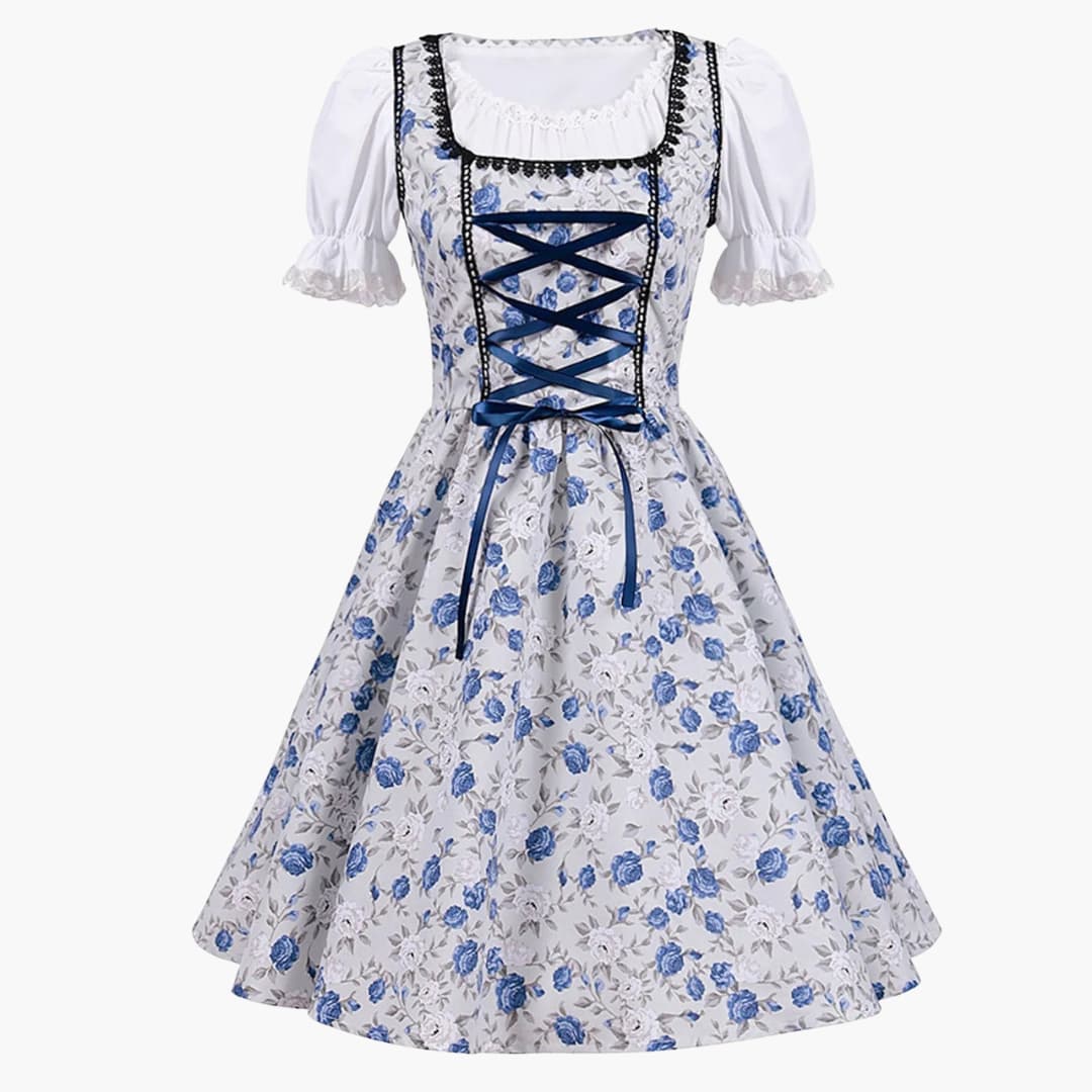 Dirndl Kleid Damen, Schnürmieder, Blumenmuster | Festlich 3