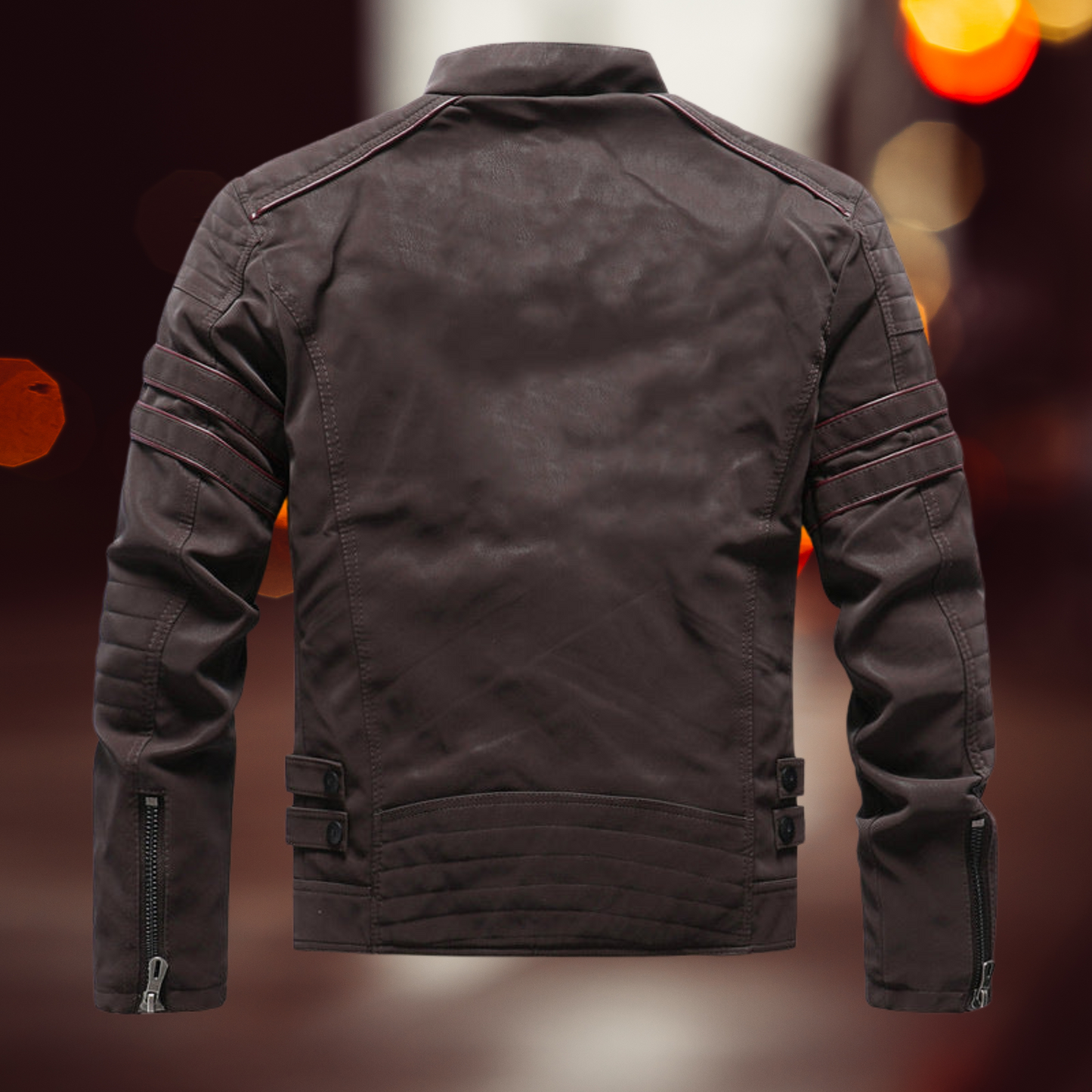 Echte Lederjacke für Herren – Bikerstil mit Langen Ärmeln | Bruin 2