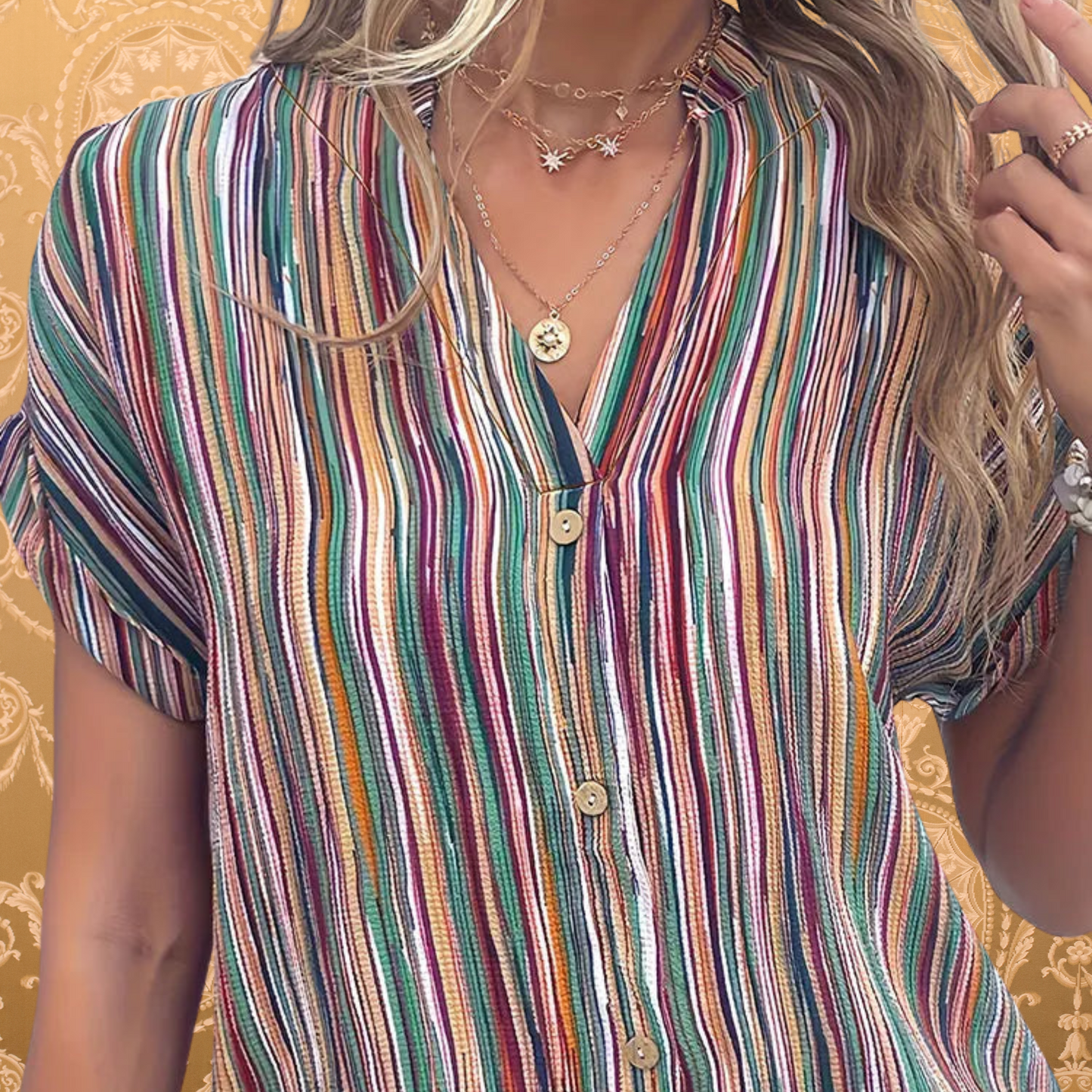 Elegante Sommerbluse ohne Ärmel aus atmungsaktiver Baumwolle | Mehrfarbig 3