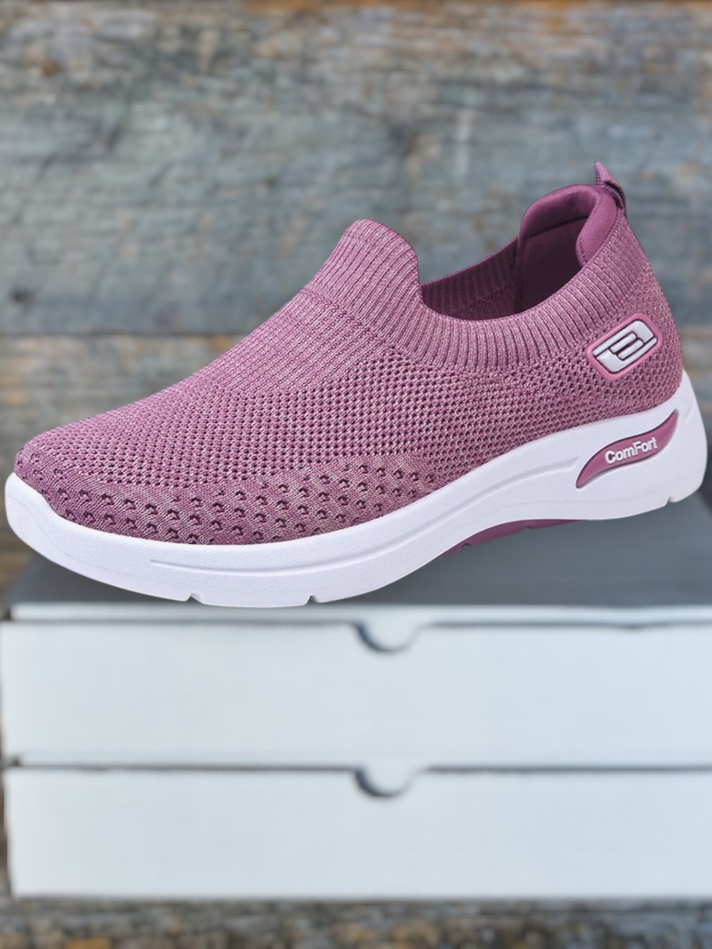 FAMKE | Orthopädische Sneaker Damen mit Kissenkomfort, Atmungsaktiv und Wetterfest für breite Füße | Lila