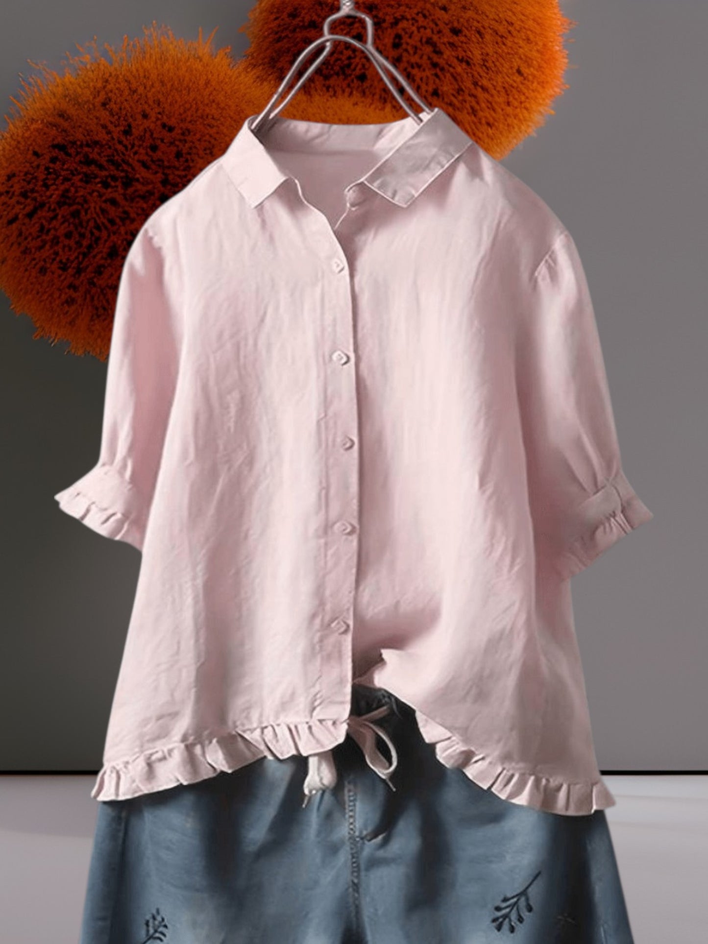 Fiorin | Elegantes Damen-Baumwollhemd, Taillierte Passform, Kurze Ärmel, Vielseitig für jede Jahreszeit | Rosa