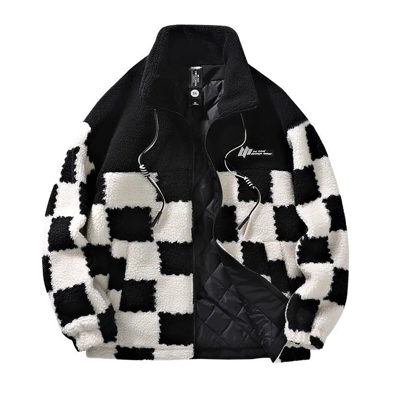 Fleecejacke Herren, Schachbrettmuster, Wasserabweisend | Winter 1