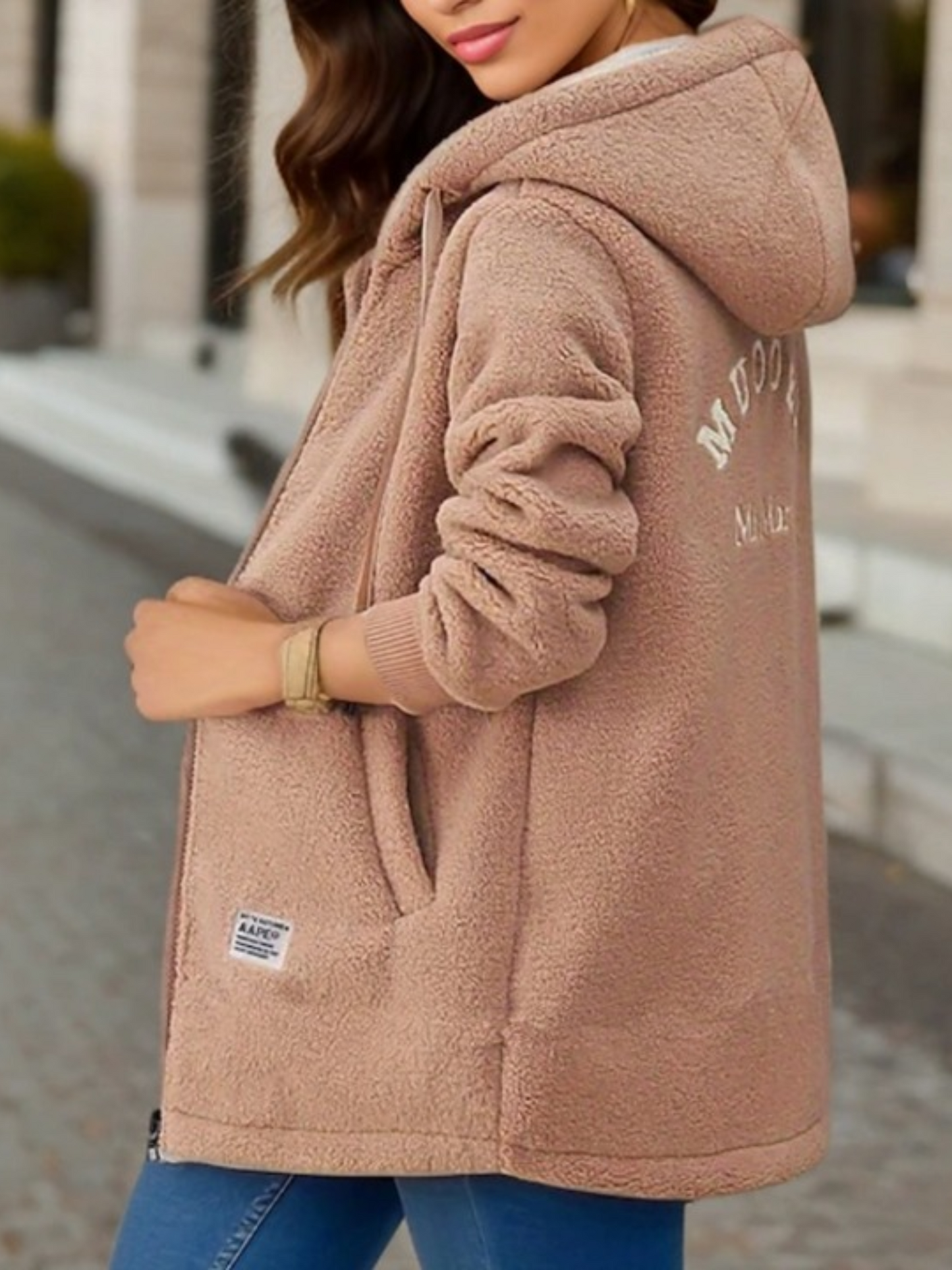 Fleecejacke für Damen | Kapuze, länger geschnitten 1