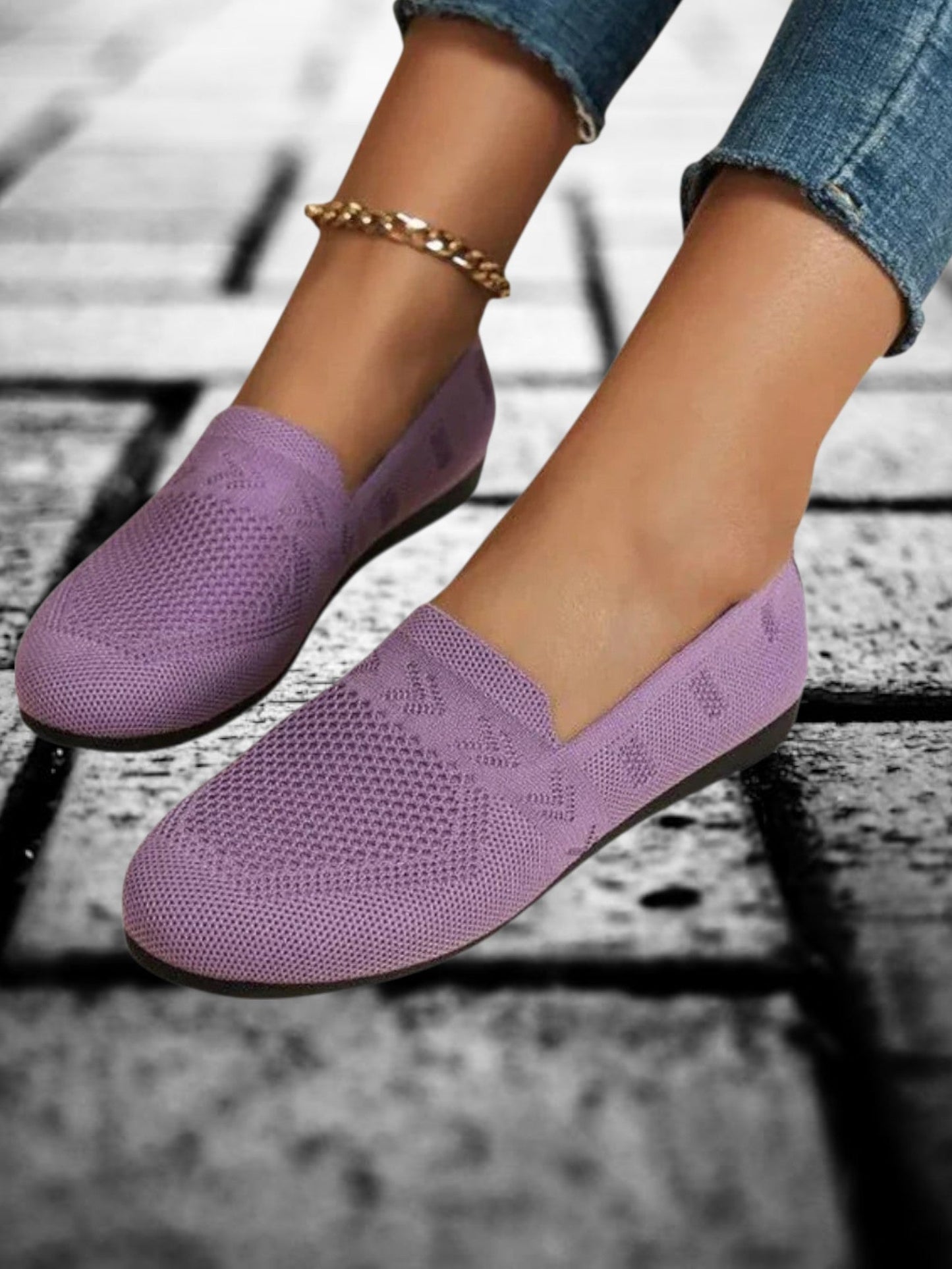 Frauenschuhe mit gleitender Sohle und atmungsaktives Material | Lila