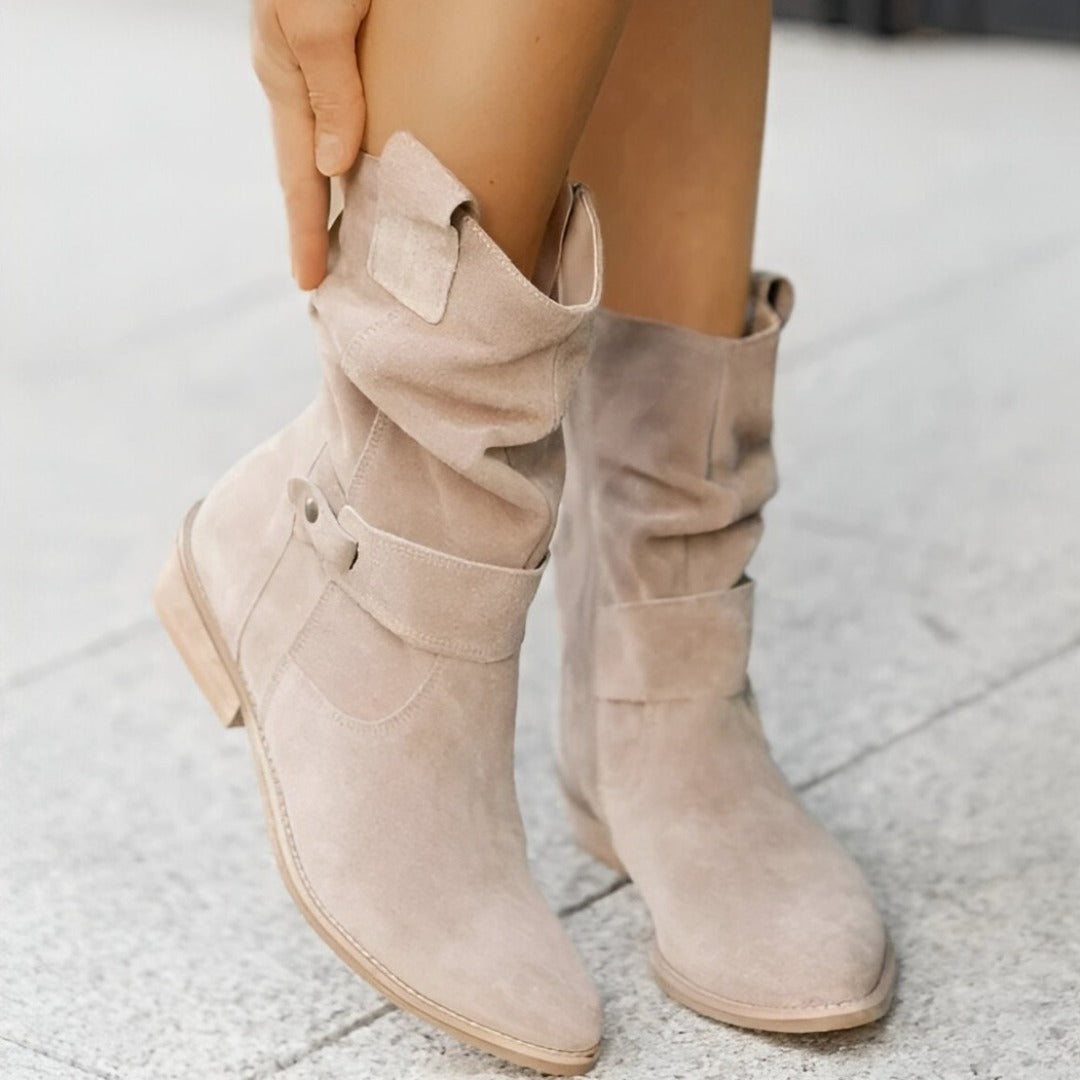 Freizeitstiefel für Damen | Runde Zehenpartie, niedriger Absatz 1