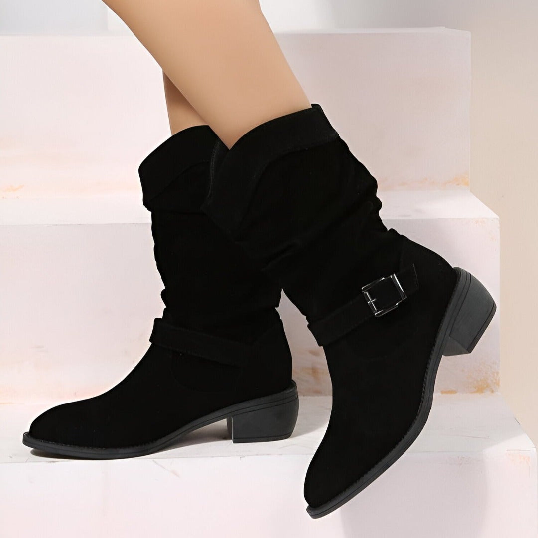 Freizeitstiefel für Damen | Runde Zehenpartie, niedriger Absatz 3