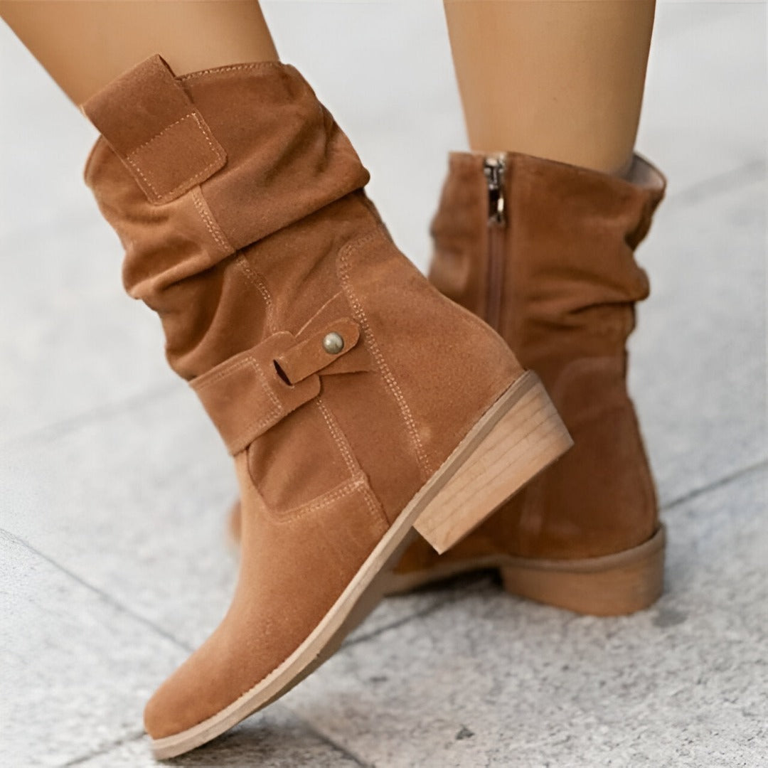 Freizeitstiefel für Damen | Runde Zehenpartie, niedriger Absatz 4