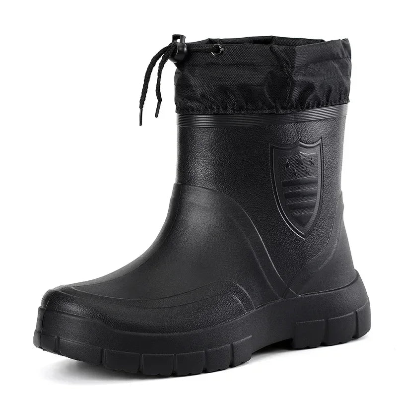 Gefütterte Gummistiefel für Männer | Hohe Stiefel mit Kordelzug | Winter 1