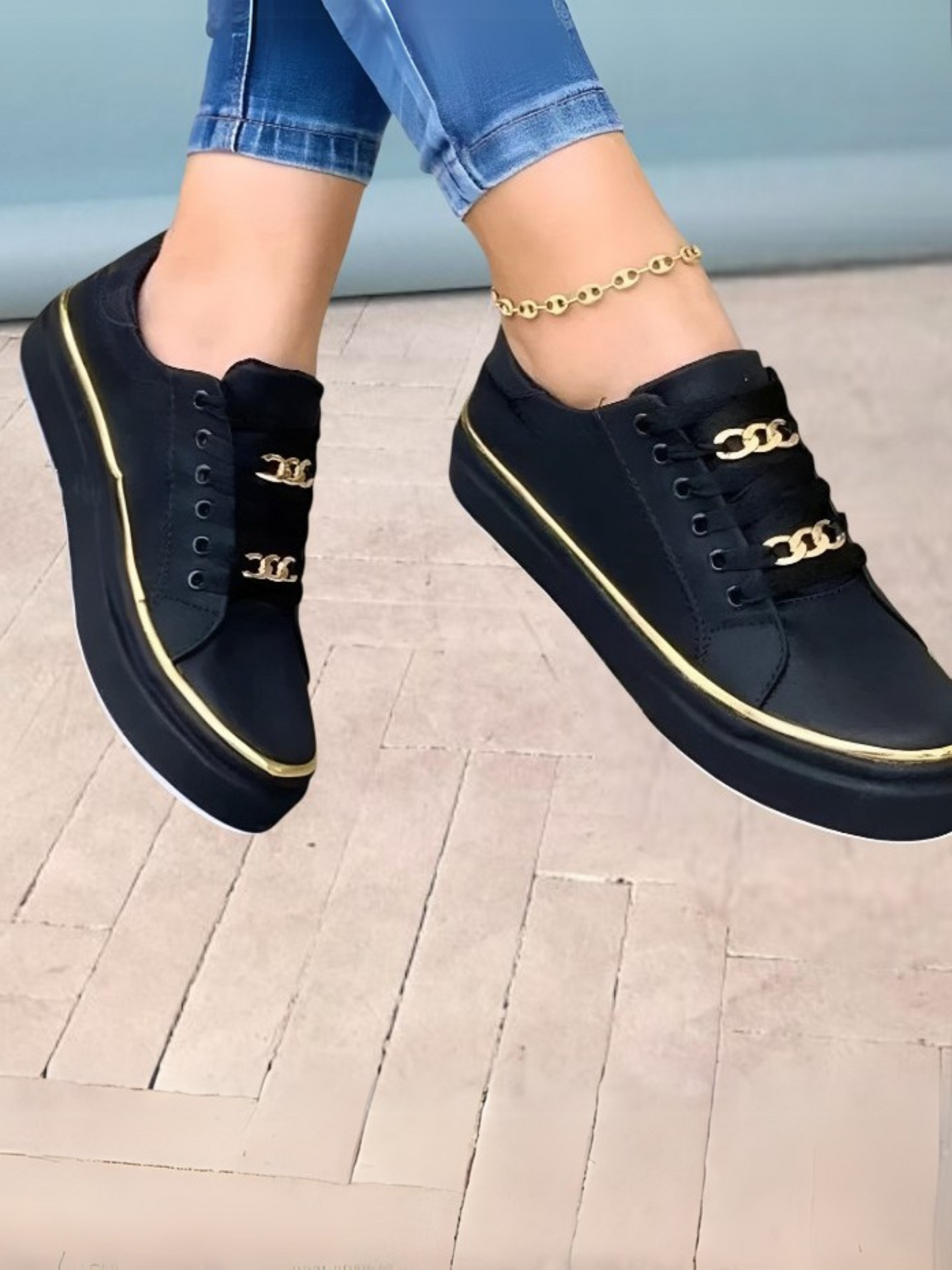 Gracie | Stylische orthopädische Sportschuhe für Frauen mit Fußgewölbeunterstützung und stoßdämpfenden Sohlen | Shwarz 2