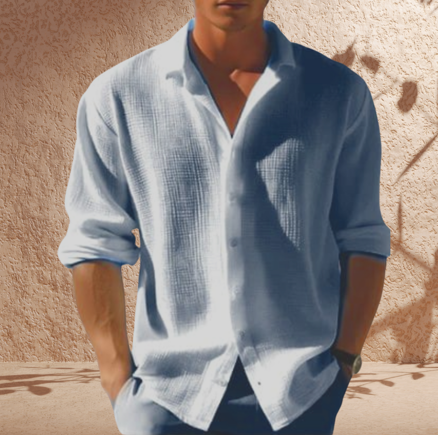 Herrenhemd – Baumwollmix mit Button-Down-Kragen und Langarm | Blau