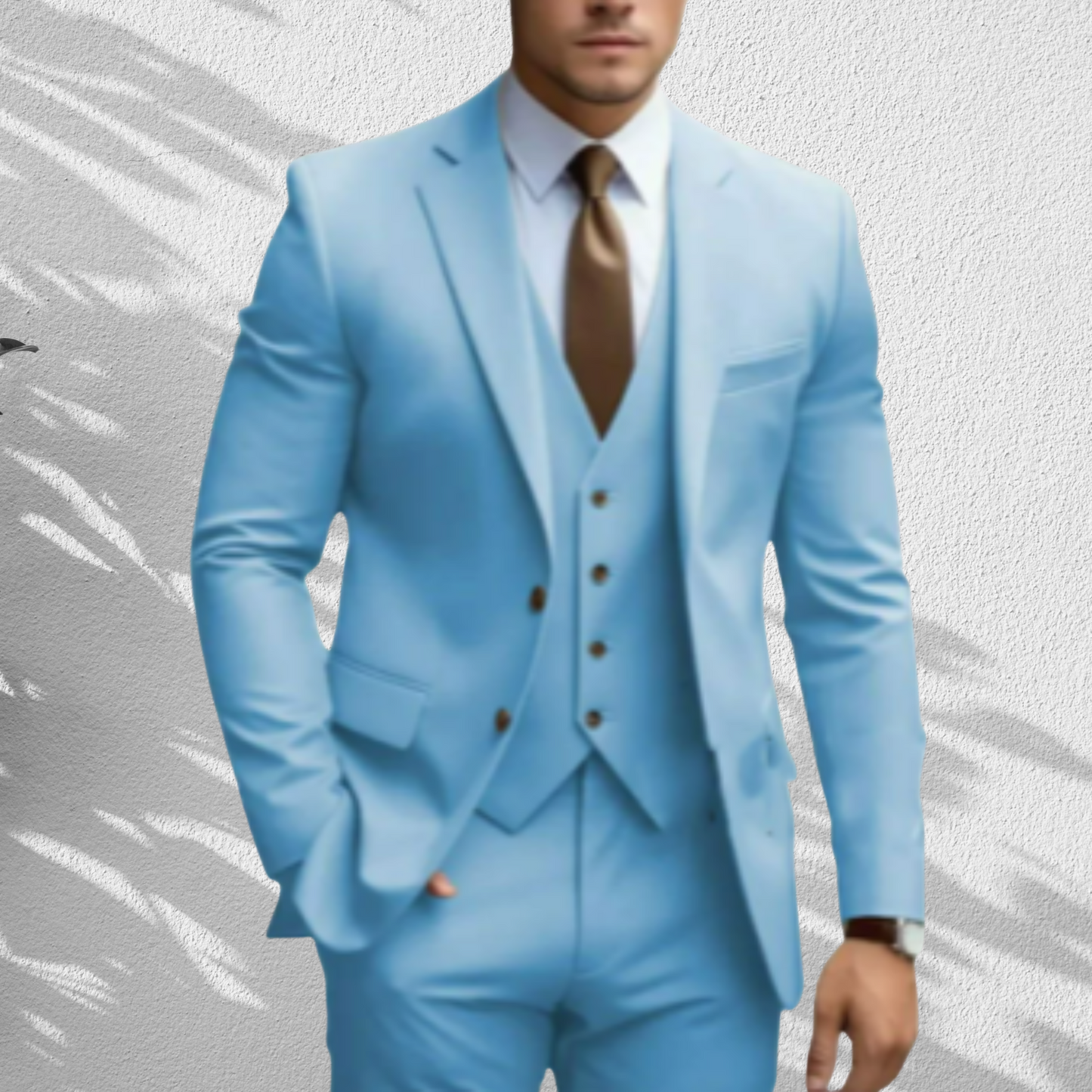 Hochwertiger Dreiteiler – Slim Fit Anzug für Herren zur Hochzeit | Himmelblau