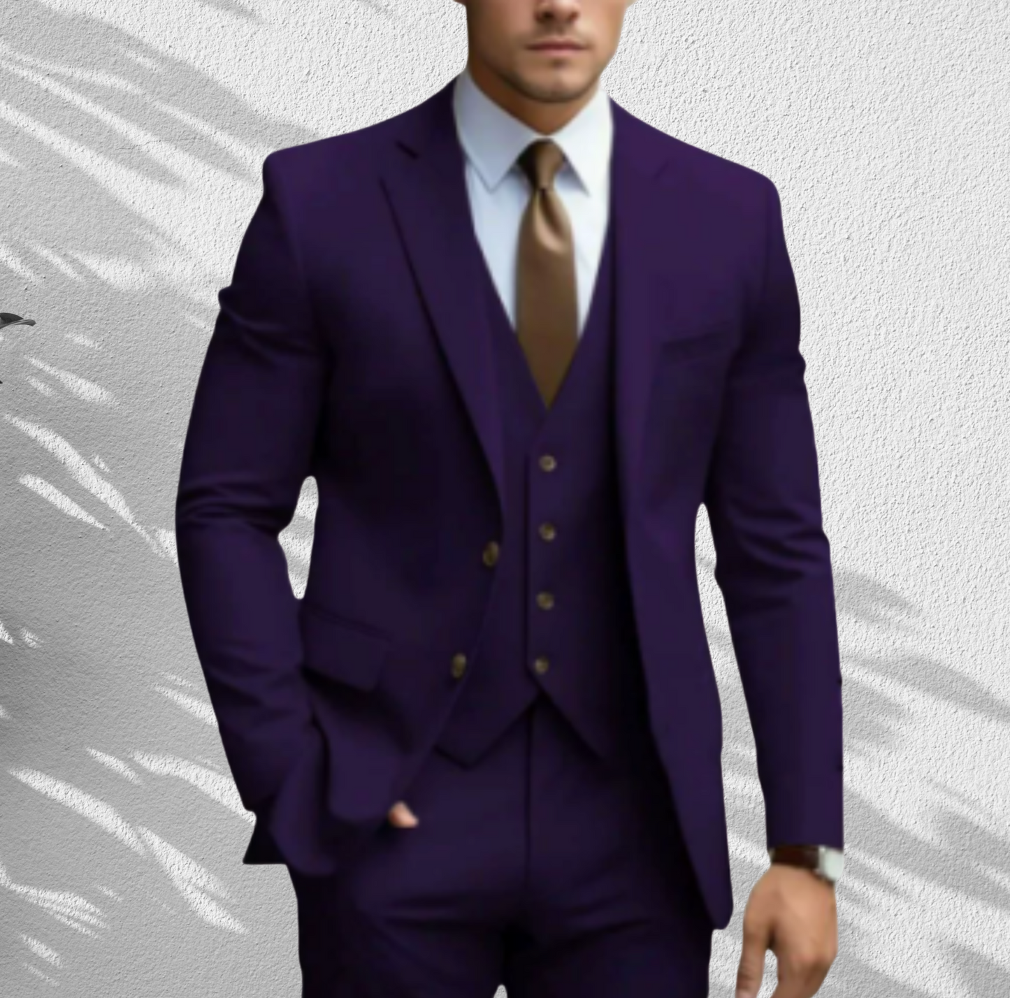 Hochwertiger Dreiteiler – Slim Fit Anzug für Herren zur Hochzeit | Lila