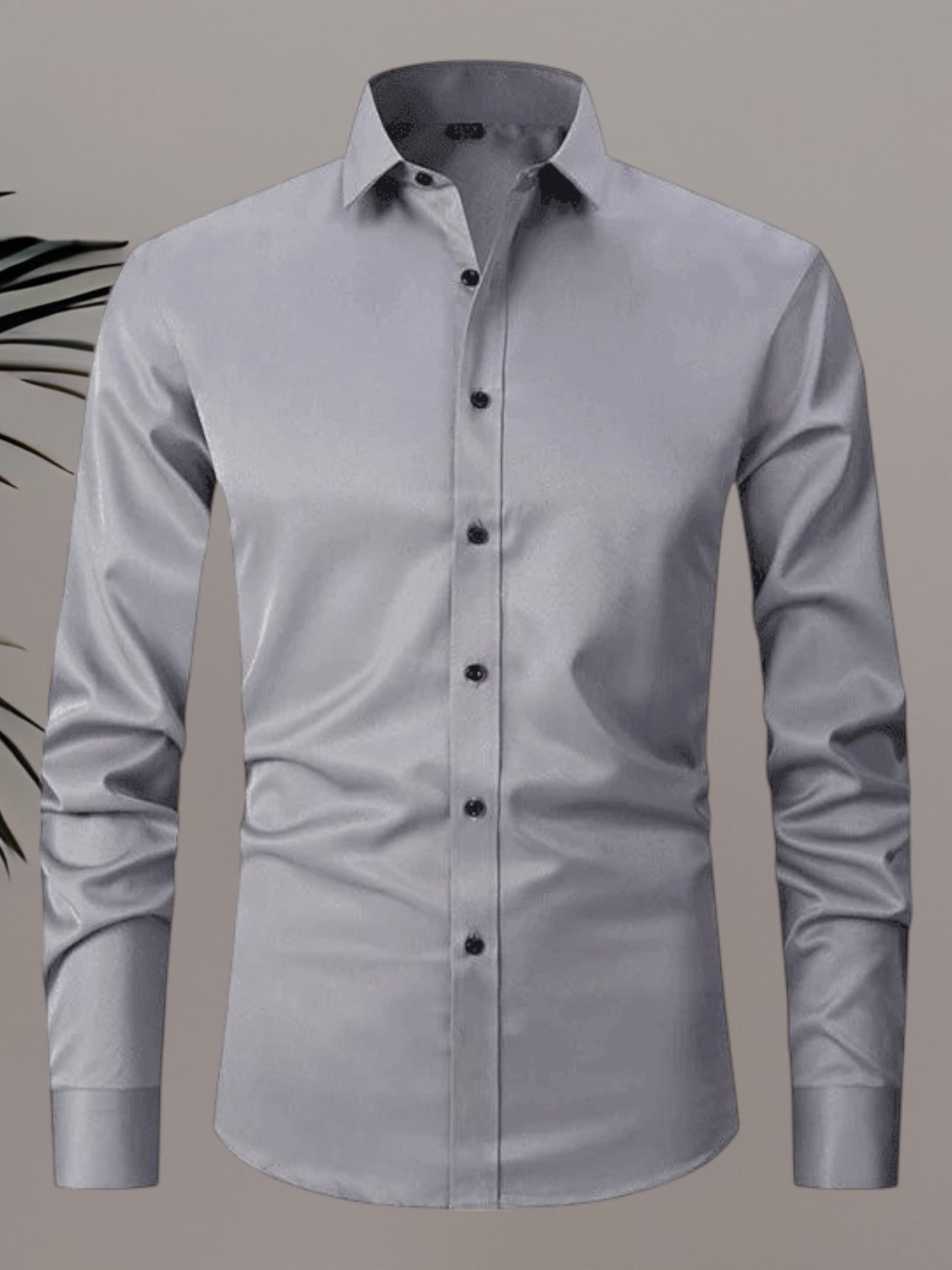 Kalyan | Faltenfreies Langarm Poloshirt Herren aus hochwertigem Stretchmaterial in verschiedenen Farben | Grau