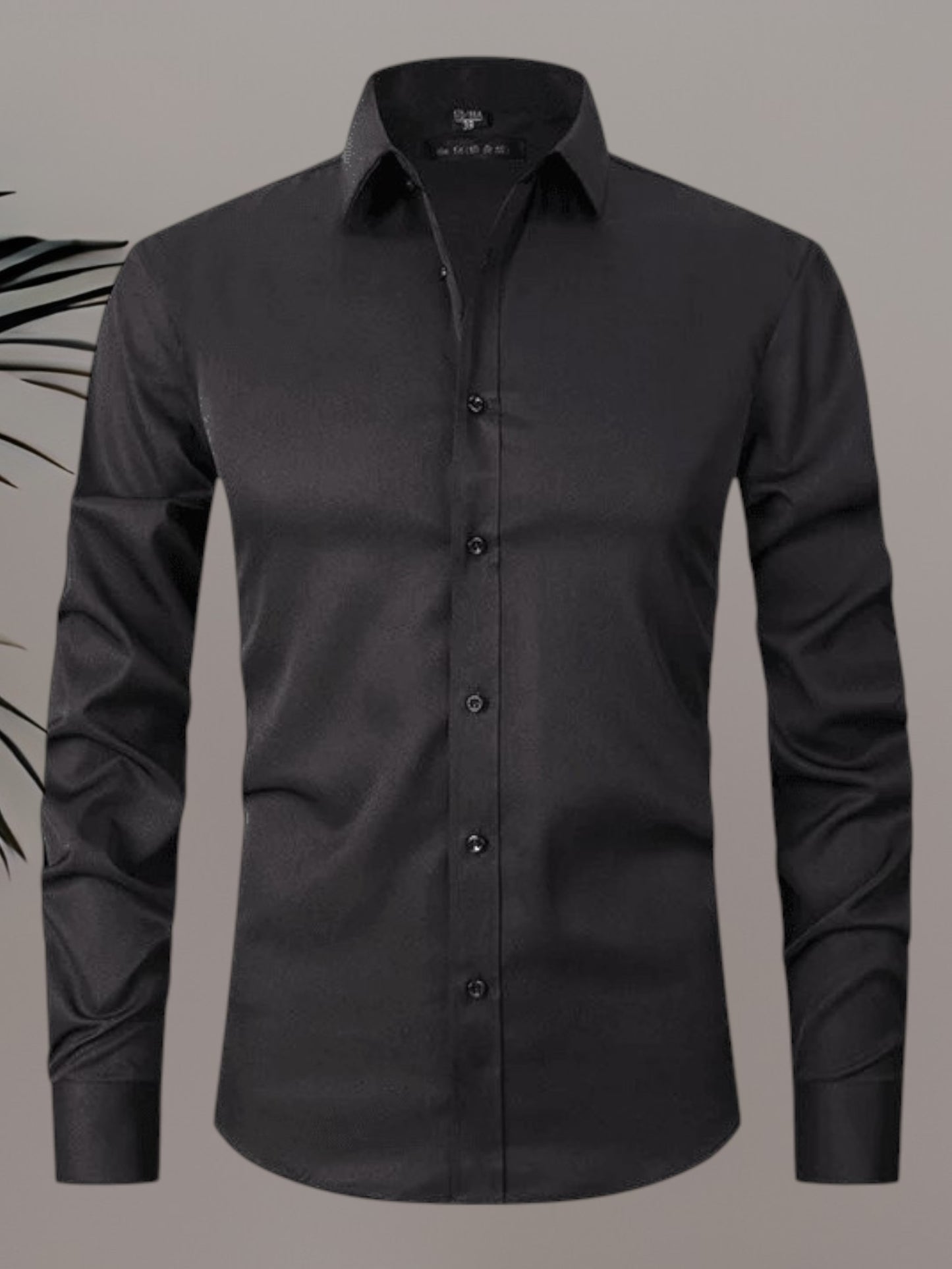Kalyan | Faltenfreies Langarm Poloshirt Herren aus hochwertigem Stretchmaterial in verschiedenen Farben | Schwarz