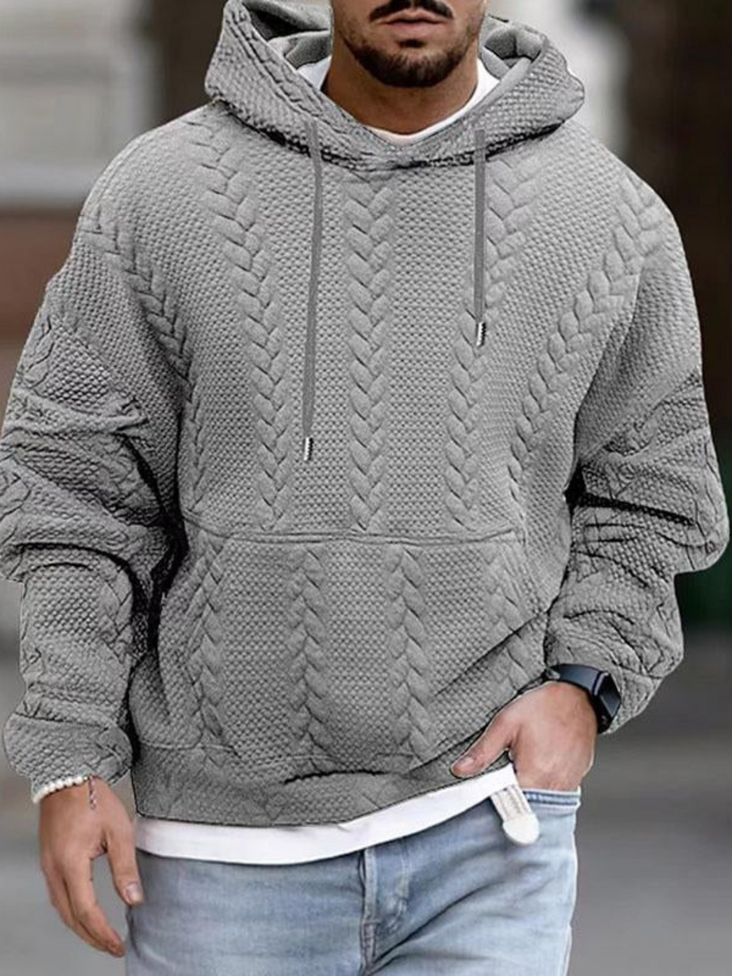 Kängurutaschen-Kapuzenpullover für Herren | Langarm 0