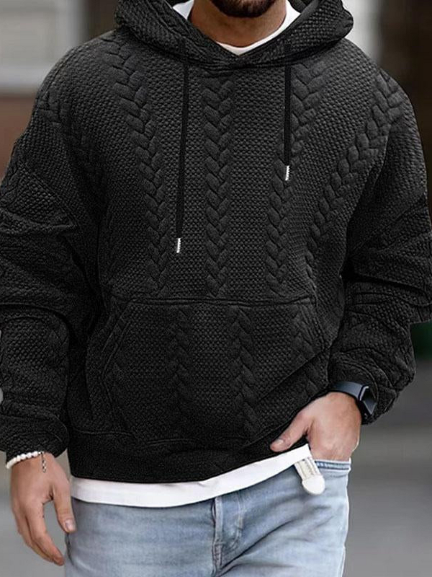 Kängurutaschen-Kapuzenpullover für Herren | Langarm 3