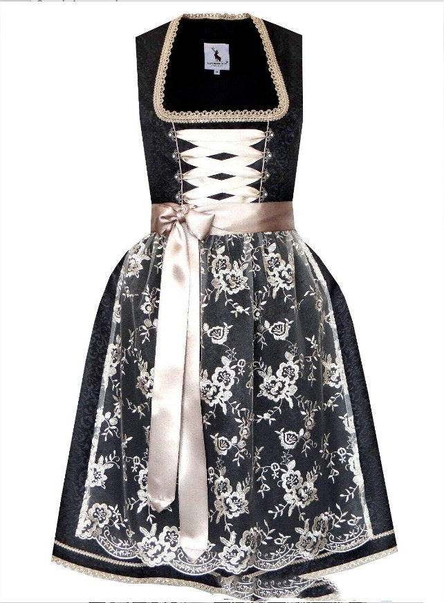 Kunstvolle Schnürung mit Schürze Dirndlkleid | Oktoberfest Outfit 0