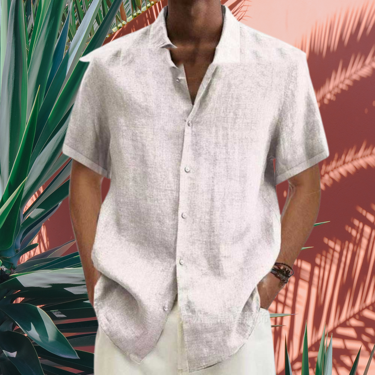 Kurzarmhemd aus Baumwolle – Herrenmodell mit Button-Down | Weiß