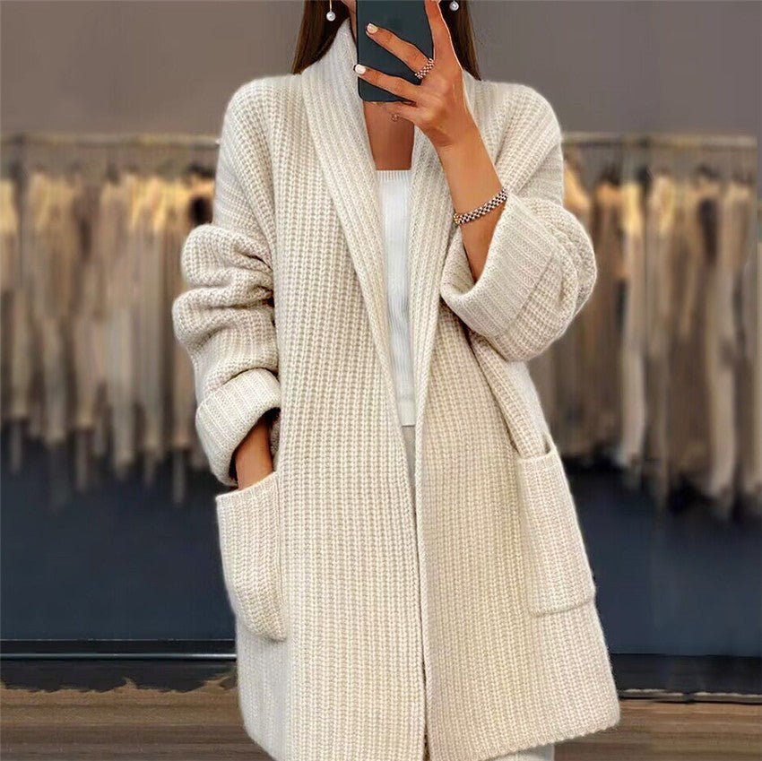 Lange Strickjacke Damen, Relaxed Fit mit V-Hals | Alltagsbegleiter 1
