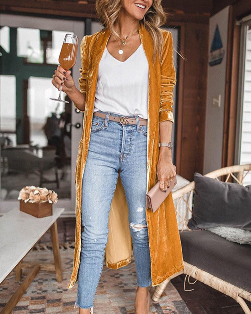 Lange Strickjacke Damen | Offenes Design | Sommer 1