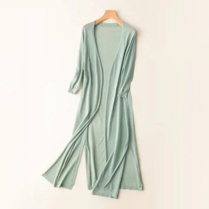 Langer Cardigan für Damen | Leichter V-Ausschnitt 1