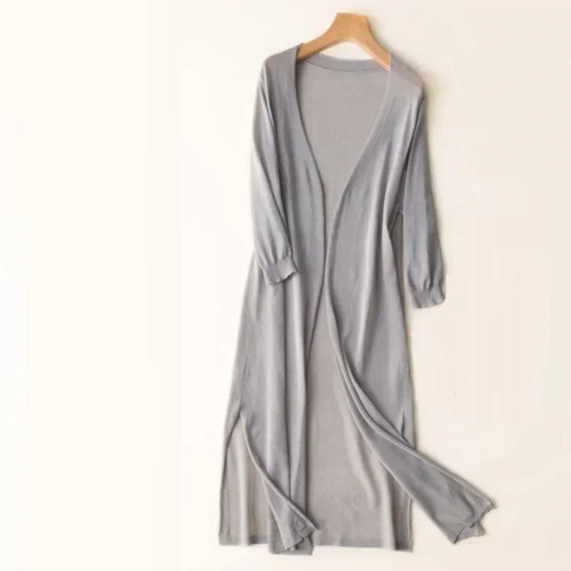 Langer Cardigan für Damen | Leichter V-Ausschnitt 4