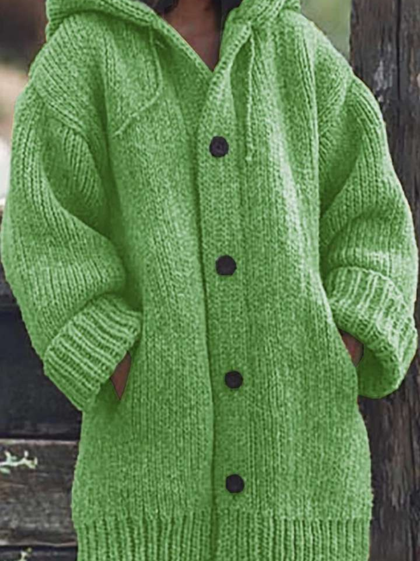 Langer Cardigan für Damen, mit Kapuze | Lange Länge 4