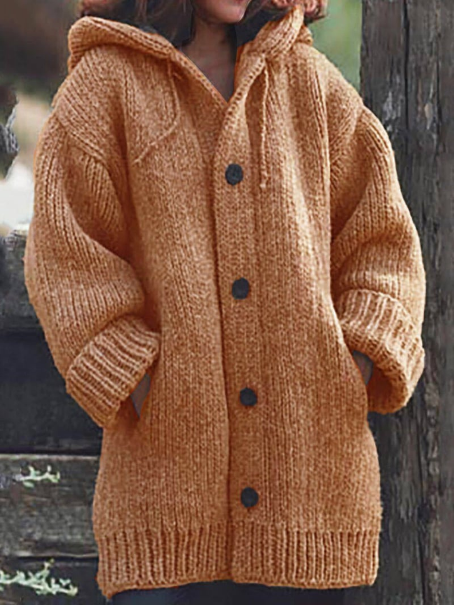 Langer Cardigan für Damen, mit Kapuze | Lange Länge 5