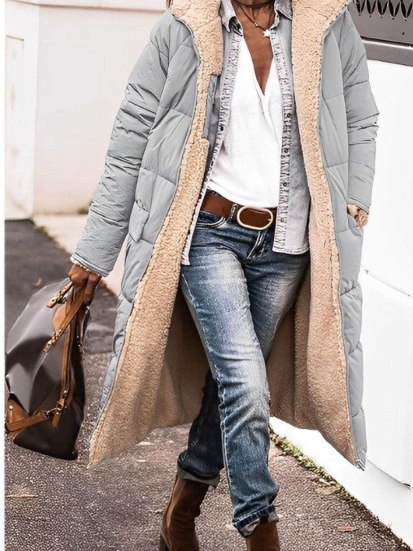 Langer Wintermantel für Damen, mit Kapuze | Winter 2