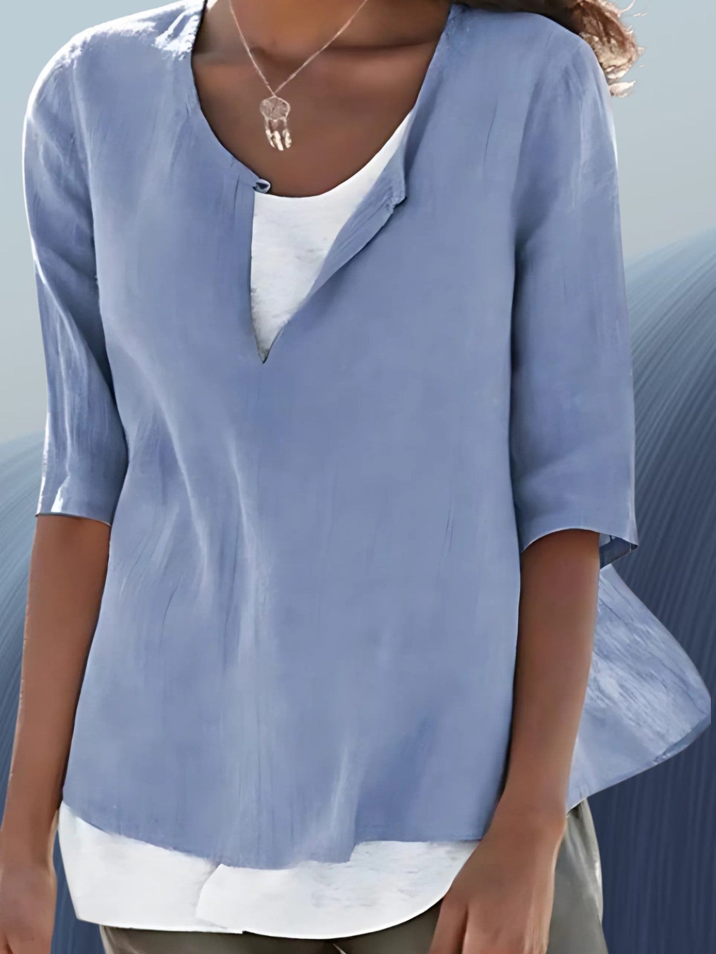 Layered Bluse von Damen - Leichtes Sommertop mit kurzen Ärmeln 2