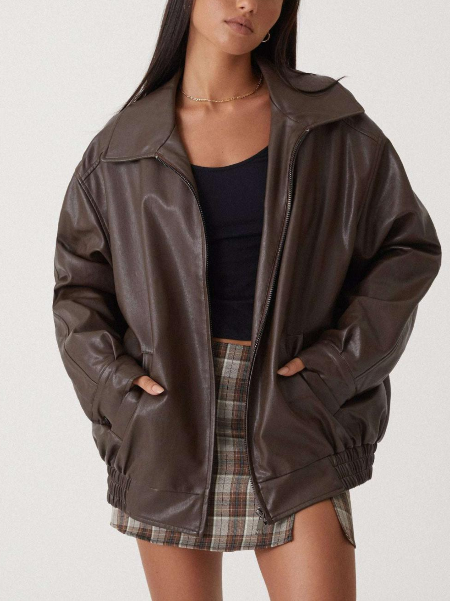 Lederjacke Damen | Oversized Passform | Winter 0