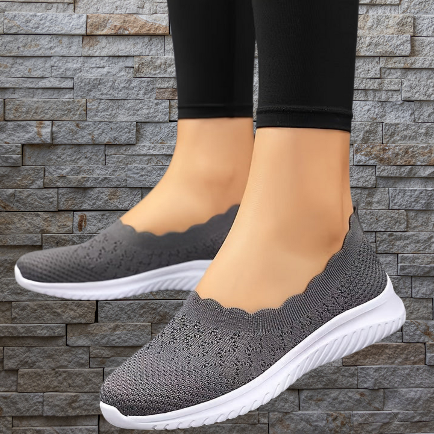 Leichte Mesh-Sneakers zum Hineinschlüpfen mit herausnehmbarer Sohle | Grau