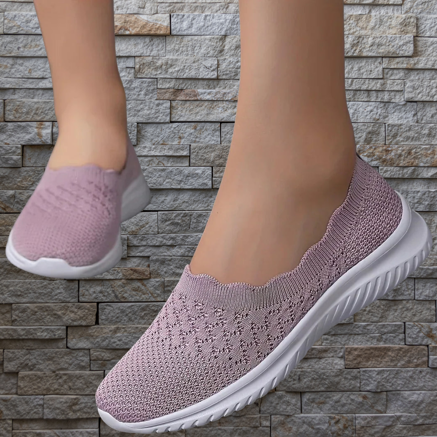Leichte Mesh-Sneakers zum Hineinschlüpfen mit herausnehmbarer Sohle | Rosa